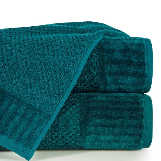 ELLA LINE Ręcznik MIKE w kolorze turkusowym, tkany w krateczkę z welurowym brzegiem - 50 x 90 cm - turkusowy