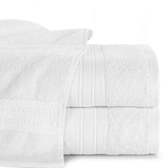 Ręcznik KAYA klasyczny z żakardową bordiurą - 50 x 90 cm - biały