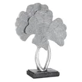 Liście miłorzębu - figurka dekoracyjna ELDO o drobnym strukturalnym wzorze, srebrna - 25 x 9 x 32 cm - srebrny 2