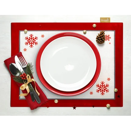 Komplet 4 szt. podkładek NOEL z welwetu z motywem skandynawskim Komplet 4 szt. podkładek NOEL z welwetu z motywem skandynawskim - 30 x 40 cm