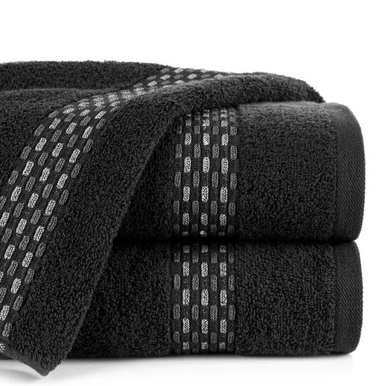 Ręcznik RIVA chłonny i wytrzymały z przeplataną bordiurą - 70 x 140 cm - czarny