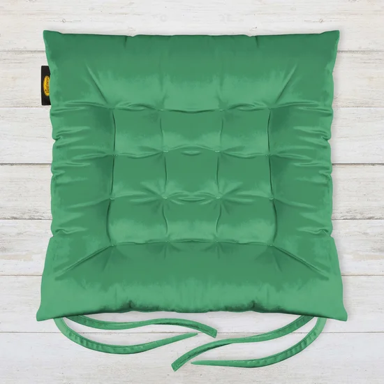 Dwustronna welwetowa poduszka siedziskowa na krzesło z szesnastoma pikowaniami, gramatura 260 g/m2 - 40 x 40 x 6 cm - zielony