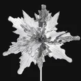 Kwiat dekoracyjny zdobiony brokatem - 20 cm - biały 3