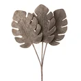 GAŁĄZKA OZDOBNA trzy liście monstery, kwiat sztuczny dekoracyjny - 56 cm - stalowy 1