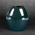 Wazon ceramiczny AMORA 2 o lśniącej powierzchni ze złotym detalem - 18 x 9 x 20 cm - zielony 1