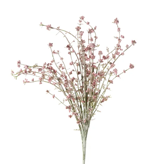 GAŁĄZKA Z DROBNYMI LISTECZKAMI, kwiat sztuczny dekoracyjny z pianki foamiran - 50 cm - różowy