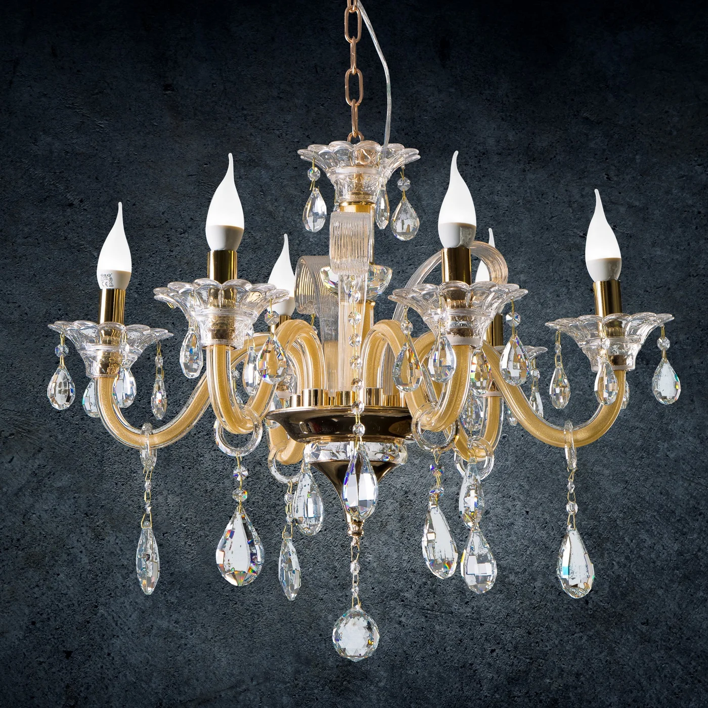 Lampa dekoracyjna GLITTER sześcioramienny żyrandol z kryształami