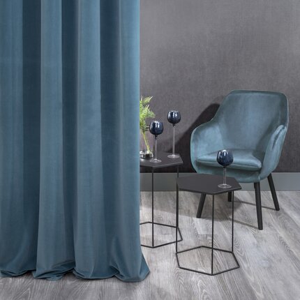 DIVA LINE Zasłona ADELLE z grubego, miękkiego welwetu o aksamitnej strukturze, gramatura 330 g/m2 140 x 250 cm ciemnoniebieski przelotki/koła