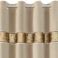 Zasłona BUENO z welwetu zdobiona pasem połyskliwych  złotych cekinów - 140 x 250 cm - beżowy 5
