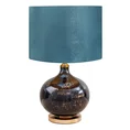 Lampa stołowa KATIE na szklanej podstawie z przecieranego szkła czarno-złota z welwetowym ciemno miętowym abażurem - ∅ 40 x 62 cm - ciemnomiętowy 3