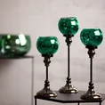 Świecznik bankietowy szklany FIBI  na wysmukłej metalowej  nóżce ze szklanym kloszem - ∅ 12 x 30 cm - zielony 3