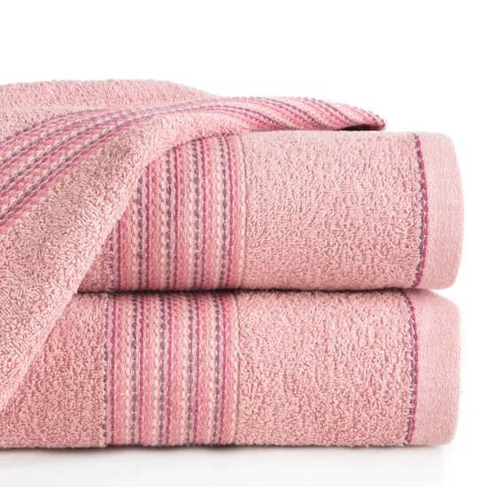 Ręcznik bawełniany z ozdobnym stebnowaniem - 70 x 140 cm - liliowy