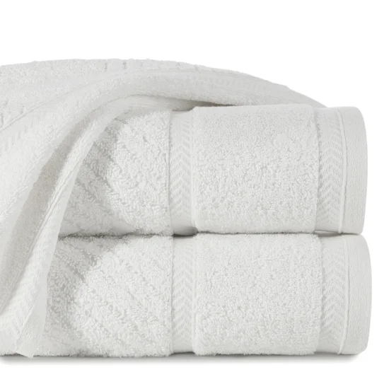 REINA LINE Ręcznik z bawełny zdobiony wzorem w zygzaki z gładką bordiurą - 50 x 90 cm - biały