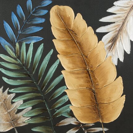 Obraz LEAVES 1 ręcznie malowane na płótnie liście 60 x 60 cm czarny,pomarańczowy | Eurofirany