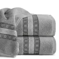 Ręcznik bawełniany MALIKA 50X90 cm z żakardową bordiurą ze wzorem podkreślonym błyszczącą nicią jasnoszary - 50 x 90 cm - jasnoszary 1