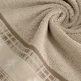 Ręcznik HOLLY 01 świąteczny z żakardową bordiurą  w kratę i haftem ze śnieżynkami - 70 x 140 cm - jasnobeżowy 5