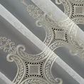 Tkanina firanowa matowa mikrosiateczka  zakończona eleganckim ornamentowym haftem - 290 cm - biały 5