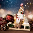 Ozdoba świąteczna filcowy skrzat na drewnianych saneczkach - 20 x 2 x 17 cm - brązowy 1