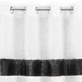 Zasłona z welwetu zdobiona pasem tkaniny z moherową nicią oraz połyskliwych czarnych cekinów - 140 x 250 cm - biały 5