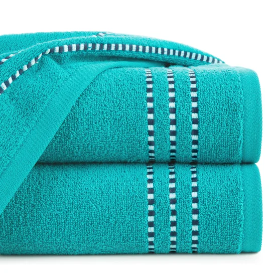Ręcznik bawełniany FIORE z ozdobnym stebnowaniem - 50 x 90 cm - turkusowy