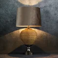 Lampa PATI w stylu boho z plecioną podstawą i welwetowym abażurem - 38 x 43 x 78 cm - ciemnobeżowy 2