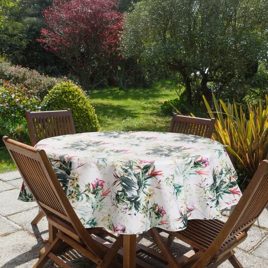 Okrągły obrus GARDEN na taras oraz balkon z wodoodpornej tkaniny - ∅ 150 cm - biały