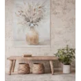 Obraz  KITTY ręcznie malowany na płótnie kolaż, bukiet kwiatów z trawą pampasową - 90 x 120 cm - beżowy 3