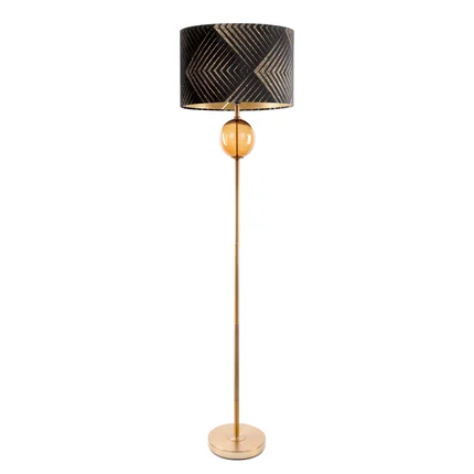 LIMITED COLLECTION Lampa stojąca VICTORIA 2 z podstawą łączącą szkło i metal oraz welwetowy abażur LIMITED COLLECTION Lampa stojąca VICTORIA 2 z podstawą łączącą szkło i metal oraz welwetowy abażur - ∅ 46 x 165 cm
