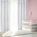 Firana dziecięca KIDS z etaminy zdobiona taśmą dekoracyjną z wiszącymi trójwymiarowymi słonikami - 140 x 250 cm - biały 4