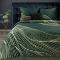 EUROFIRANY PREMIUM Komplet pościeli z makosatyny bawełnianej z designerskim złotym wzorem - 220 x 200 cm - zielony 1
