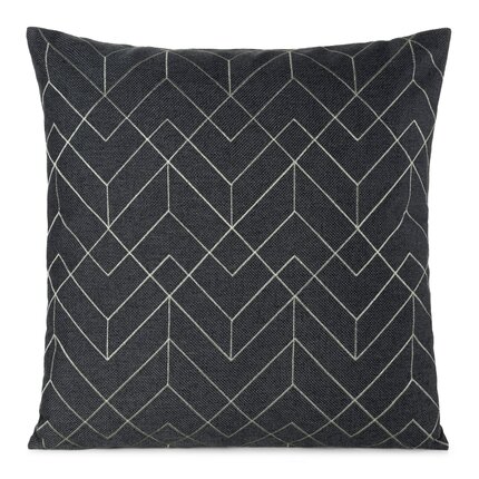 Poszewka dekoracyjna MILA z geometrycznym haftem 45 x 45 cm stalowy,srebrny | Eurofirany