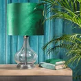 Lampa stołowa KIM na podstawie z przezroczystego szkła z turkusowym  abażurem z lśniącego welwetu - ∅ 32 x 61 cm - turkusowy 6