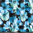 Zasłona KLEO z miękkiego welwetu dekorowana nadrukiem z niebieskimi kwiatami - 140 x 270 cm - czarny 3