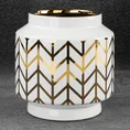 Wazon ceramiczny z geometrycznym wzorem biało-złoty - ∅ 18 x 19 cm - biały 1