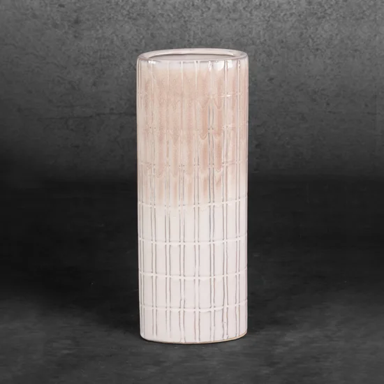 Wazon EDNA z glinki ceramicznej - 12 x 6 x 31 cm - kremowy