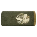Ręcznik  PALMS bawełniany z haftowaną bordiurą w egzotyczne liście - 70 x 140 cm - oliwkowy 3