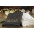 Ręcznik świąteczny SANTA 21 bawełniany z haftem z choinkami i drobnymi kryształkami - 70 x 140 cm - stalowy 6