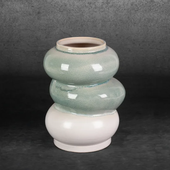 Wazon ceramiczny LIANA w stylu boho z efektem ombre - 21 x 19 x 26 cm - kremowy