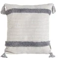TERRA COLLECTION Poszewka PALERMO z grubej tkaniny bawełnianej zdobiona chwostami na rogach - 45 x 45 cm - kremowy 1