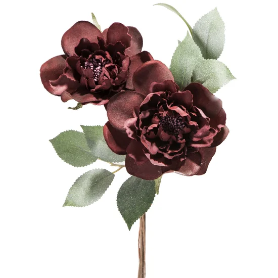 KAMELIA sztuczny kwiat dekoracyjny z jedwabistej tkaniny - ∅ 11 x 44 cm - bordowy