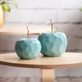 Figurka ceramiczna APEL - jabłko o geometrycznych kształtach - 13 x 13 x 10 cm - niebieski 4