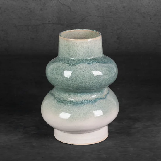 Wazon ceramiczny LIANA w stylu boho z efektem ombre - ∅ 17 x 23 cm - kremowy