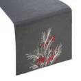 Bieżnik MARIT z haftem i aplikacją z koralików - 40 x 180 cm - ciemnoszary 3