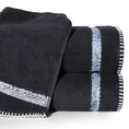 Ręcznik VIERA z bawełny z melanżowym paskiem obszyty ręcznym ściegiem - 50 x 90 cm - czarny 1