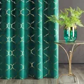 Zasłona welwetowa ze złotym nadrukiem wzór marokańskiej koniczyny - 140 x 250 cm - zielony 1