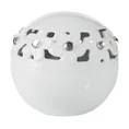 Kula ceramiczna SABRINA dekorowana kwiatowym zdobieniem i kryształkami ażurowa - ∅ 12 x 11 cm - biały 1