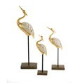 Czapla figurka srebrno-złota bogato zdobiona, styl orientalny - 11 x 6 x 31 cm - złoty 2