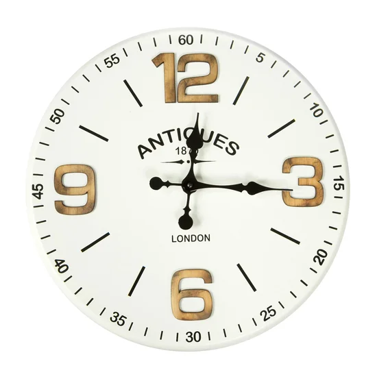 Dekoracyjny zegar ścienny w stylu retro - 45 x 6 x 45 cm - biały