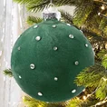 Bombka choinkowa o welwetowej powierzchni, zdobiona kryształkami - ∅ 10 cm - zielony 1