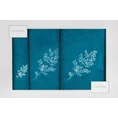Komplet ręczników z haftem gałązek w kartonowym opakowaniu - 56 x 36 x 7 cm - turkusowy 2
